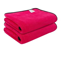 Softspun Microfiber 2 Pcs Pink 280 GSM Quick Dry Bath Towels-image-86