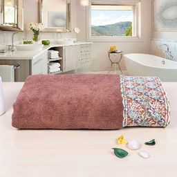RANGOLI Brown 550 GSM Pure Cotton Lace Bath Towels-53