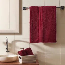 DDecor Live Beautiful Maroon 3 Pieces Cotton 500 GSM Bath And Hand Towel Set-image-3