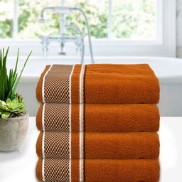 Kuber Industries Set of 4 Brown Cotton Bath Towels-61