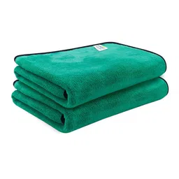 Softspun Microfiber 2 Pcs Green 280 GSM Quick Dry Bath Towels-image-85