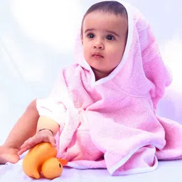 TIDY SLEEP Pink & White Terry Cotton 300 GSM Poncho Bath Towel-58