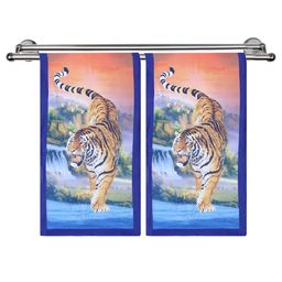 Kuber Industries Kids Set Of 2 Blue & Brown 350 GSM Cotton Super Absorbent Bath Towels-86