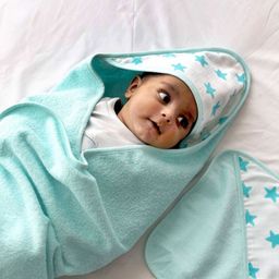 TIDY SLEEP Blue & White Little Star Printed Terry Cotton 300 GSM Bath Towel-56