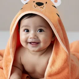 TIDY SLEEP Orange & White Tiger Terry Cotton 300 GSM Bath Towel-50