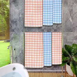 Athom Living White 6 Pieces Checked Cotton Bath Towels-image-30