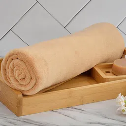 Black gold Set Of 3 Beige Solid 400 GSM Microfiber Bath Towels-2
