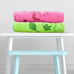The Little Lookers Infants Kids Pack Of 2 Printed Bath Towels-38