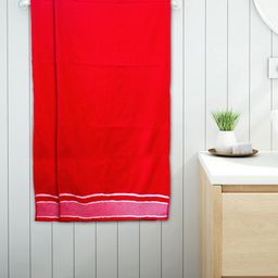 Kuber Industries Set Of 2 White & Red Printed 400GSM Cotton Bath Towels-0