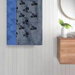 FABINALIV Blue & Grey 2 Pieces Printed 420 GSM Cotton Bath Towels-19