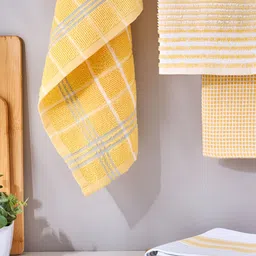 Home Centre Yellow Set of 4 Colour Refresh Cotton Dish Towels-29