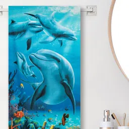 Yellow Bee Boys Blue & White Dolphin Printed 250 GSM Bath Towels-image-45
