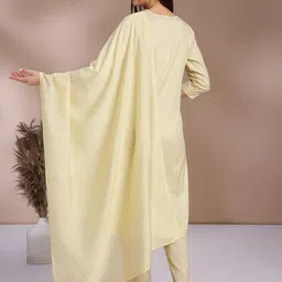 Anouk Floral Yoke Design Regular Thread Work Straight Kurta with Trousers & Dupatta image 5