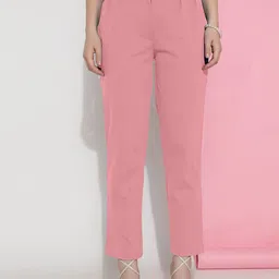 FITHUB Women Sharp Slim Fit High-Rise Easy Wash Cigarette Trousers-image-78