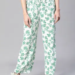 Oxolloxo Women Floral Printed High-Rise Relaxed Loose Fit Easy Wash Trousers-image-43