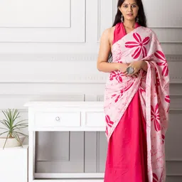 BUTA BUTI Floral Pure Cotton Half and Half Saree-picture-48
