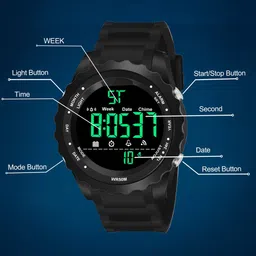 Shocknshop Men Digital Multi Function LED Display Watch-WCH31Black image 5