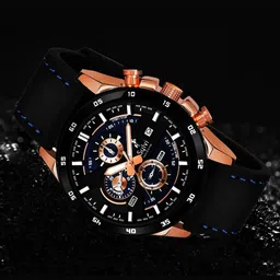 Sylvi Men Dial & Black Leather Straps Analogue Chronograph Watch VL-556-Rose-Leather-image-48