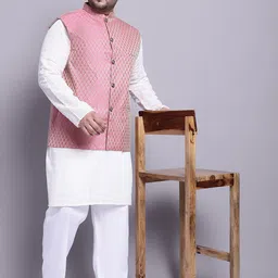 SOJANYA PLUS Self Design Pure Cotton Kurta With Pyjamas & With Nehru Jacket-20