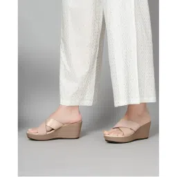T.ELEVEN Slip-On Criss-Cross Wedges-Peach-picture-8