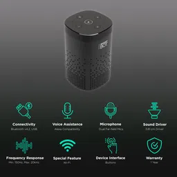 ZEBRONICS Zeb-Smart Bot with Alexa Compatible Smart Wi-Fi Speaker (Dual Far Field Mic, Black) image 2