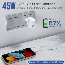 portronics Adapto 45C 45W GaN Type-C Charger with PD & PPS Technology for Super-Fast Charging of Laptops, Smartphones, and Tablets image 3