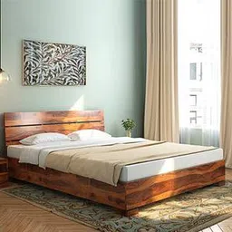 urban ladder Ohio Solid Wood Queen Size Bed without Storage in Teak Finish-picture-2