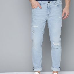 Mast & Harbour Men Blue Slim Tapered Fit Mid-Rise Mildly Distressed Stretchable Jeans-image-61