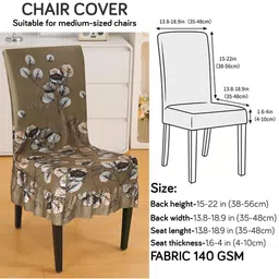 Dakshya Industries 6-Pcs Brown Printed Stretchable Frill Chair Covers image 3