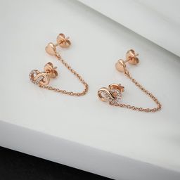 Carlton London Rose Gold-Plated Heart Shaped Double Stud Chain Earring-55