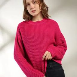 Women Ribbed Round-Neck Pullover-42