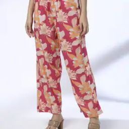 Women Floral Print Flat-Front Pants-image-79