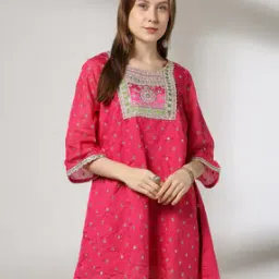 Women A-Line Kurta with Embroidered Yoke-8