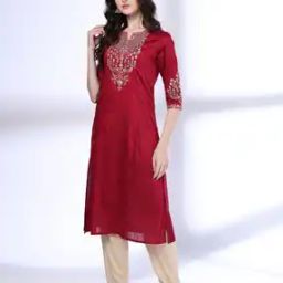 Women Embroidered Straight Kurta-64