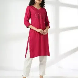 Women Straight Kurta with Embellished Yoke-image-87