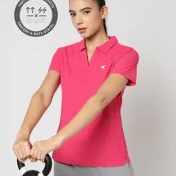 Women Johny Logo Print Regular Fit Polo T-Shirt-23