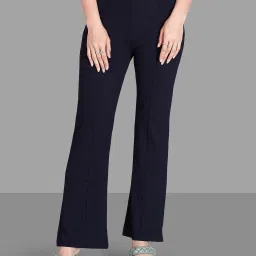 Women Comfort Fit Multicolor Lycra Blend Trousers-image-32