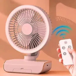 Solisca Oscillating Desk Fan With LED Light 4000mAh Rechargeable with USB Quiet Personal Mini Portable 3 Speed mode Build-in Battery Rechargeable-cooling blade USB Fan-25