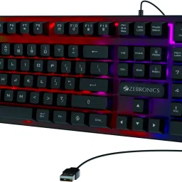 ZEBRONICS Transformer K1 Wired USB Standard Desktop Keyboard Compatible with Desktop, Laptop, Mac 104 Keys, Multi-Color LED, 1.7m Braided Cable,� All Keys Enable/Disable Function-18