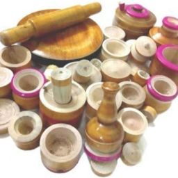 MAMU handicraft wooden kids kitchen wooden set with chakla belan set-brown colour-picture-13