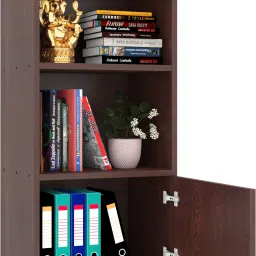 captiver Engineered Wood Bookshelf Storage Cabinet Rack With One Door Colour Wenge Engineered Wood Semi-Open Book Shelf image 2