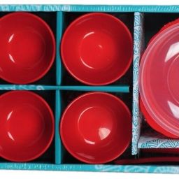 Plastic Dessert Bowl Honey Pudding Set - 15 Pcs (1 Casserole+1 lid+6 Small Bowl+ 6 Spoons+1 Serving Spoon)-13