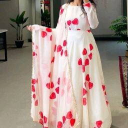 Printed Georgette Stitched Flared/A-line Gown-image-21