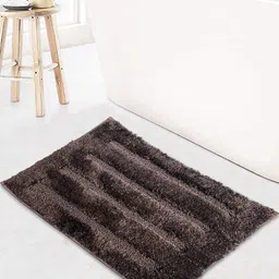 LUXEHOME INTERNATIONAL Classic Brown Textured 2400 GSM Microfibre Rectangular Bath Mat-27
