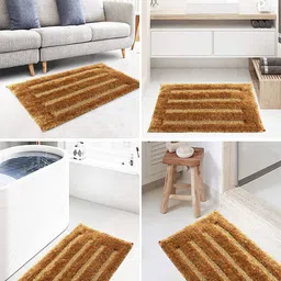 LUXEHOME INTERNATIONAL Classic Brown 2 Pcs 2400 GSM Microfibre Rectangular Bath Mat-4