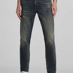 Jack & Jones Men Slim Fit Low-Rise Low Distress Light Fade Stretchable Jeans-image-55