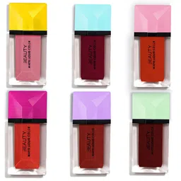 Adbeni Beauty Set Of 6 Matte Liquid Color Lipstick - 3ml Each - Shade-A-12