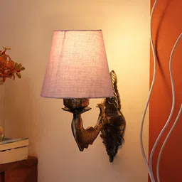 Devansh Grey Wall Lamp With Cotton Conical Shade-33