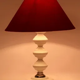 Foziq White & Maroon Solid Table Lamp-30