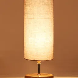 Devansh Grey & Beige Colored Solid Wood Table lamp with cotton Shade-5
